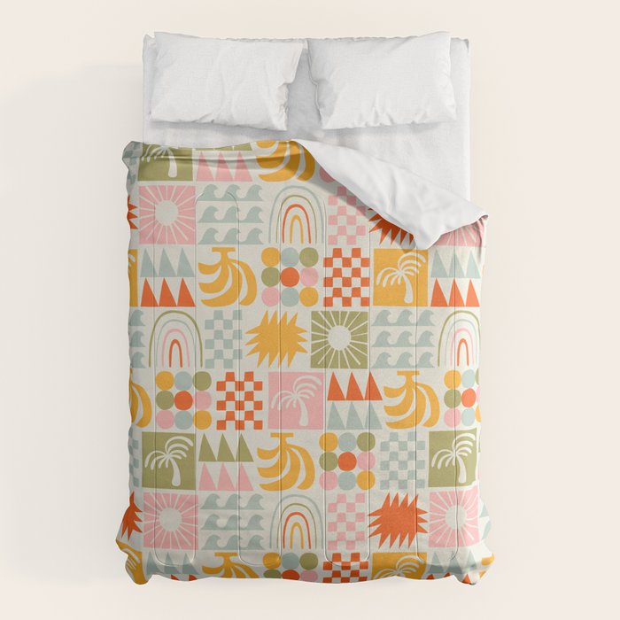 Colorful tropical summer mosaic tile art Comforter Gallery Image 1