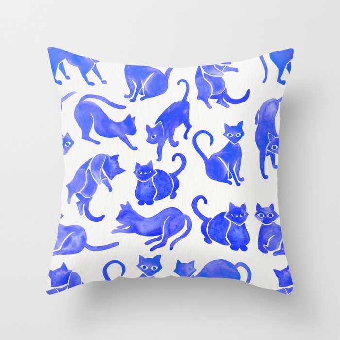 Cat Positions - Blue Palette Throw Pillow Gallery Image 6