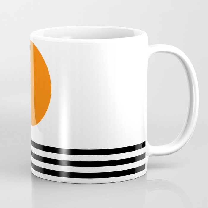 Orange Zen Sunset Minimalist Art Black Stripes Simple Art Coffee Mug Gallery Image 1