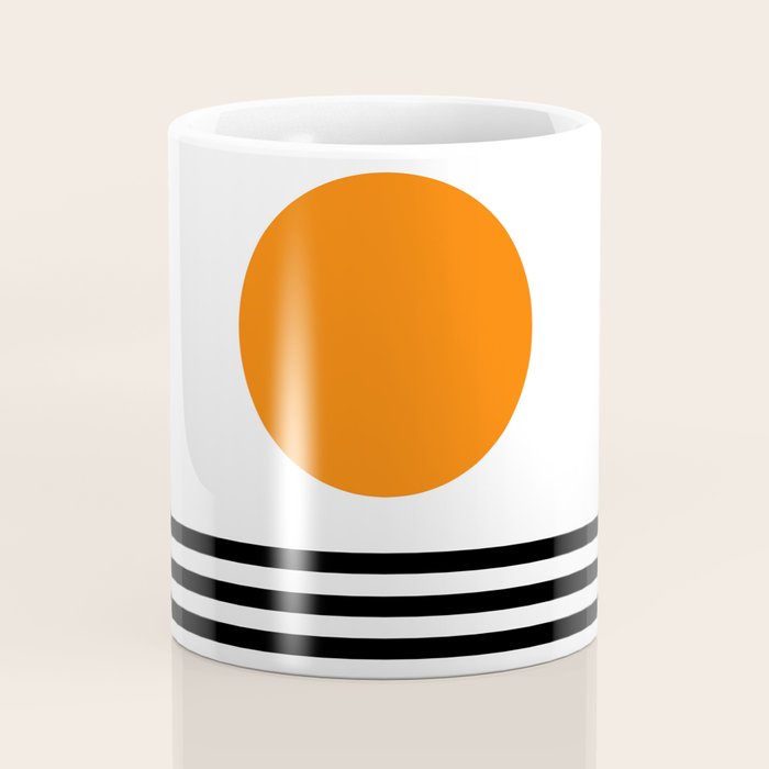 Orange Zen Sunset Minimalist Art Black Stripes Simple Art Coffee Mug Gallery Image 4