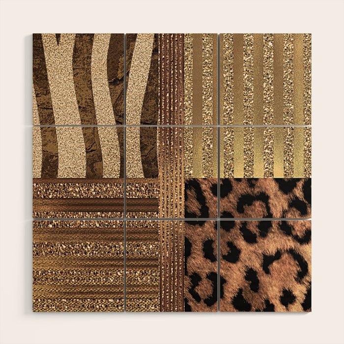 Gold Lioness Safari Chic Wood Wall Art Gallery Image 1