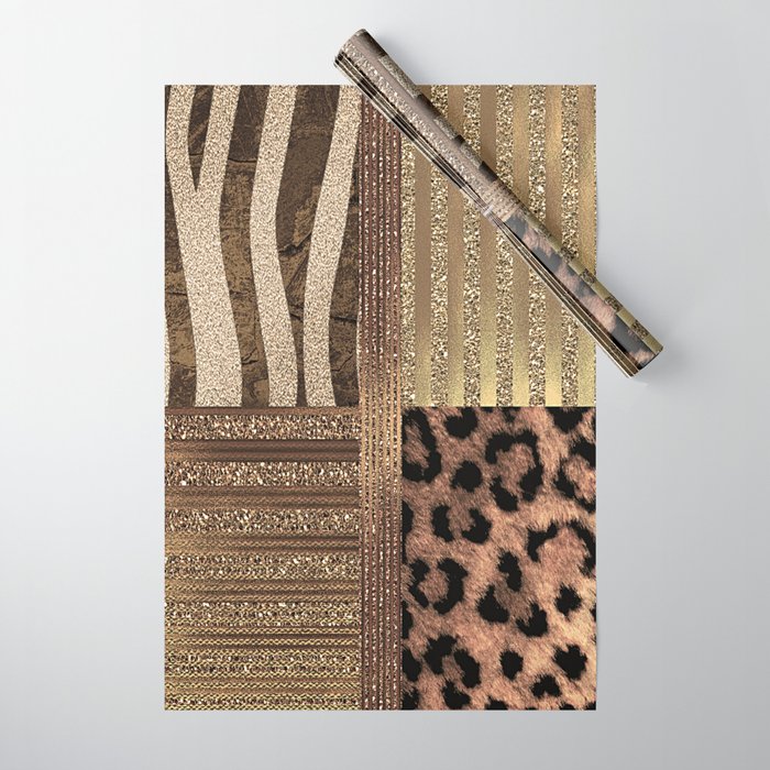 Gold Lioness Safari Chic Wrapping Paper Gallery Image 1