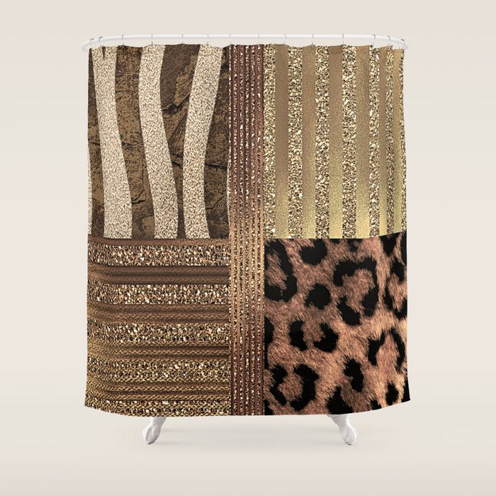 Gold Lioness Safari Chic Shower Curtain Gallery Image 1