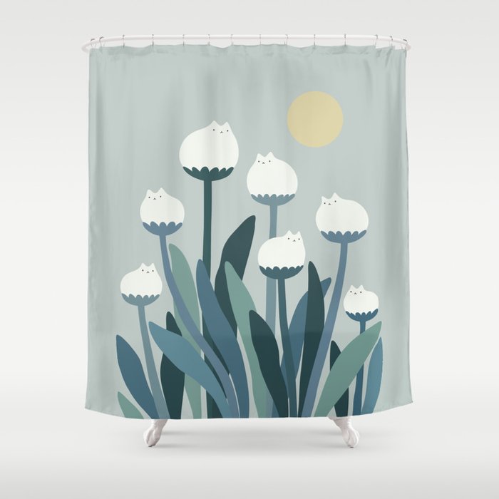 Cat and Plant 76 Shower Curtain Gallery Image 1