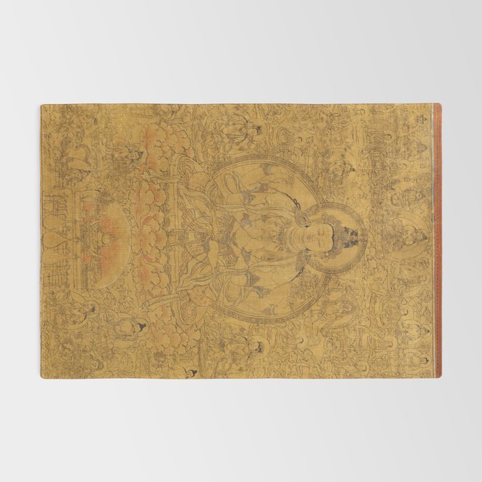 Buddhist Thangka Avalokiteshvara Shadakshari-Lokeshvara Rug Gallery Image 2