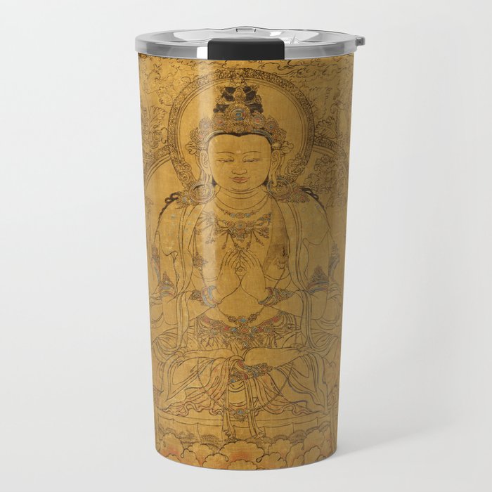 Buddhist Thangka Avalokiteshvara Shadakshari-Lokeshvara Travel Mug Gallery Image 1