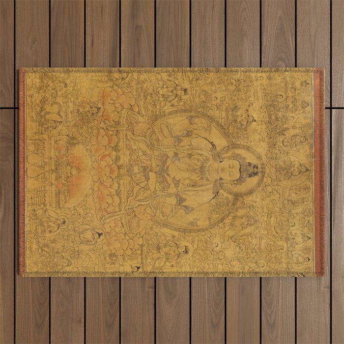 Buddhist Thangka Avalokiteshvara Shadakshari-Lokeshvara Outdoor Rug Gallery Image 1