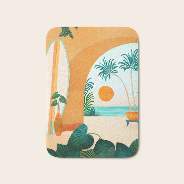 Seaside Surf Retreat Tropical Landscape / Villa Series Bath Mat Gallery Image 1