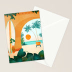 Seaside Surf Retreat Tropical Landscape / Villa Series Stationery Card Gallery Image 2