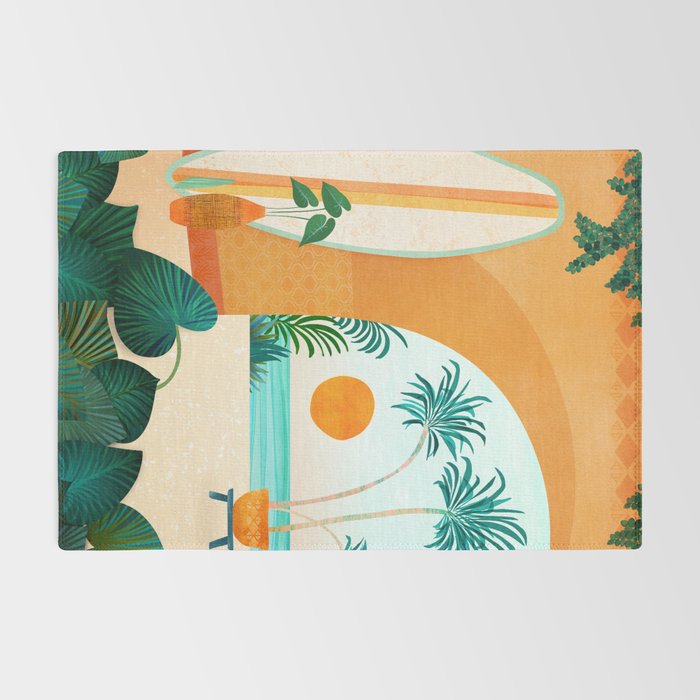 Seaside Surf Retreat Tropical Landscape / Villa Series Rug Gallery Image 2