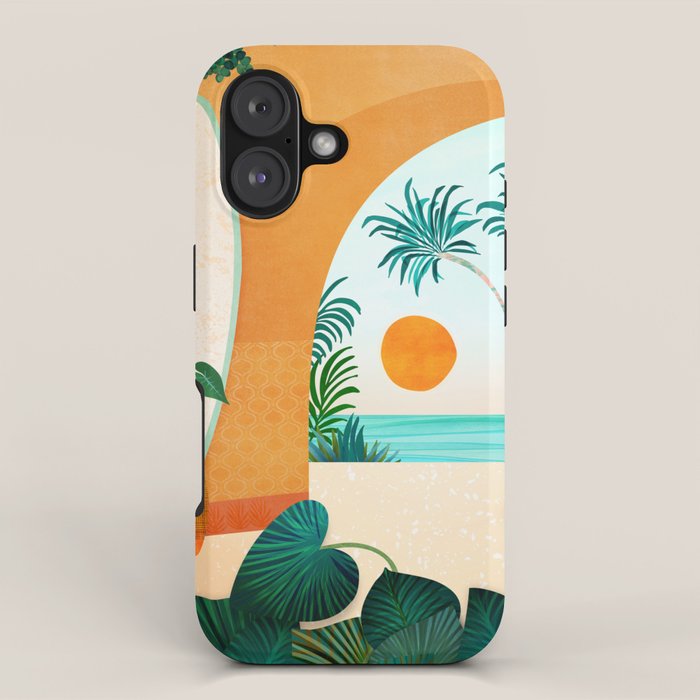 Seaside Surf Retreat Tropical Landscape / Villa Series iPhone Case Gallery Image 1