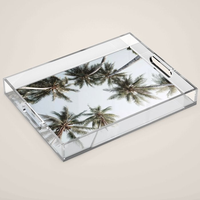 Palm Canopy - Minimal Tropical Wall Art Acrylic Tray Gallery Image 1