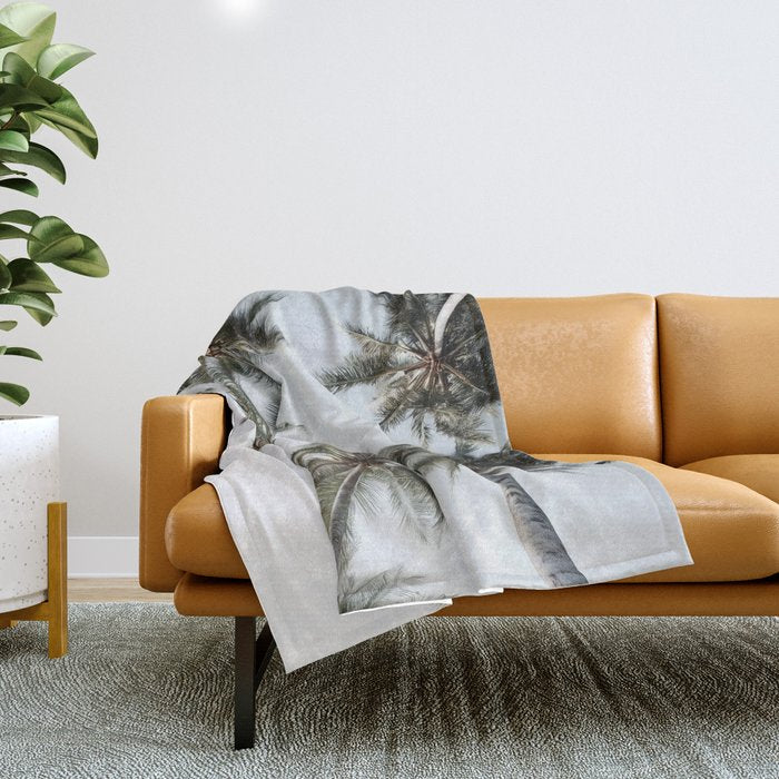 Palm Canopy - Minimal Tropical Wall Art Throw Blanket Gallery Image 1
