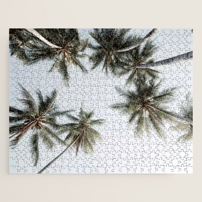 Palm Canopy - Minimal Tropical Wall Art Jigsaw Puzzle Gallery Image 1