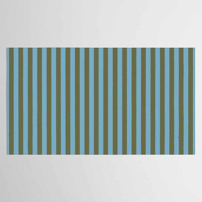 Air Blue Olive Stripes - Cozy Heirloom Tablecloth Gallery Image 2