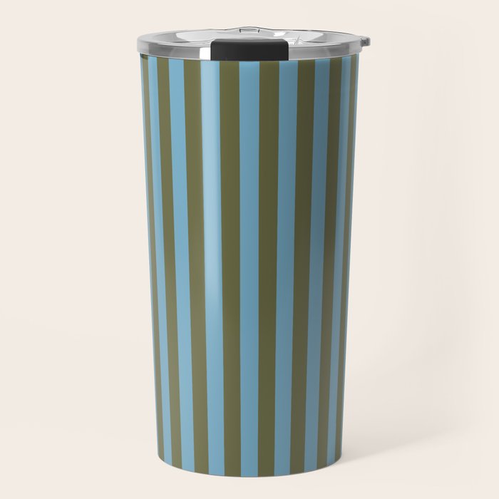 Air Blue Olive Stripes - Cozy Heirloom Travel Mug Gallery Image 1