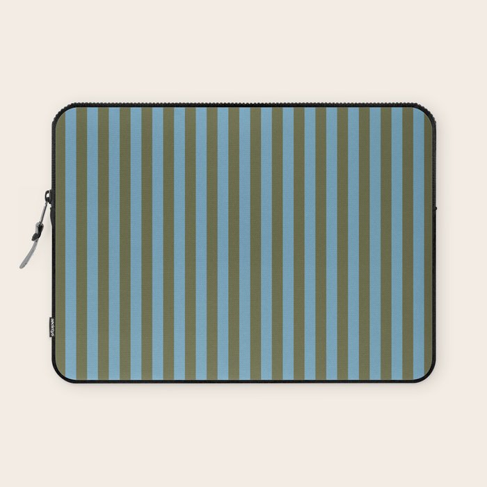 Air Blue Olive Stripes - Cozy Heirloom Laptop Sleeve Gallery Image 1