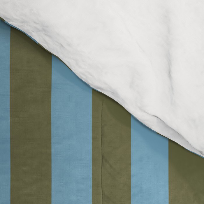 Air Blue Olive Stripes - Cozy Heirloom Comforter Gallery Image 4