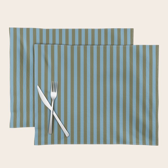 Air Blue Olive Stripes - Cozy Heirloom Placemat Gallery Image 1