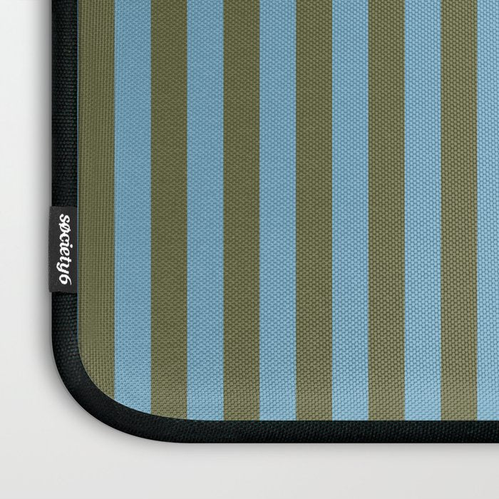 Air Blue Olive Stripes - Cozy Heirloom Laptop Sleeve Gallery Image 3