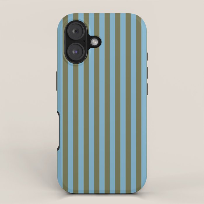 Air Blue Olive Stripes - Cozy Heirloom iPhone Case Gallery Image 1