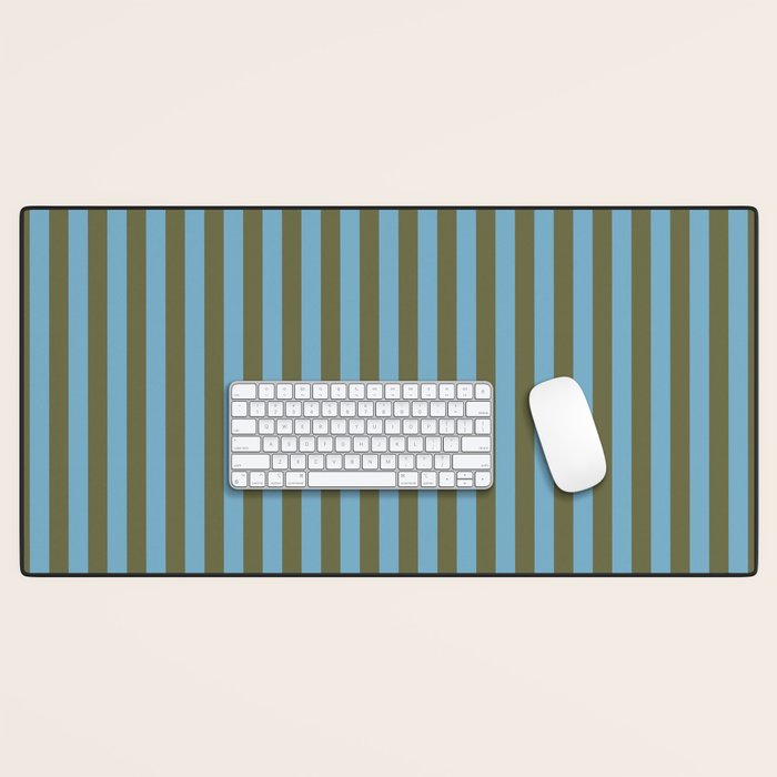 Air Blue Olive Stripes - Cozy Heirloom Desk Mat Gallery Image 1