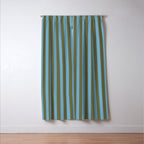 Air Blue Olive Stripes - Cozy Heirloom Window Curtain Gallery Image 3