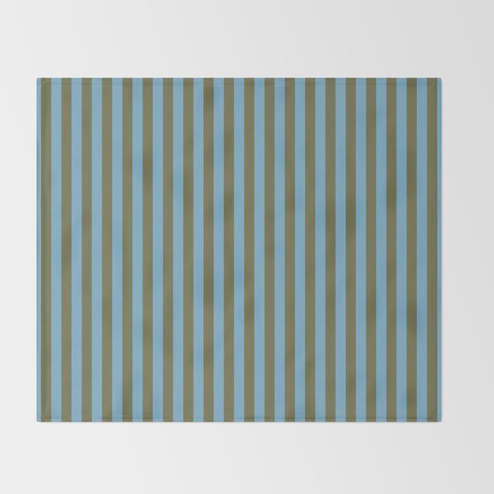 Air Blue Olive Stripes - Cozy Heirloom Throw Blanket Gallery Image 2