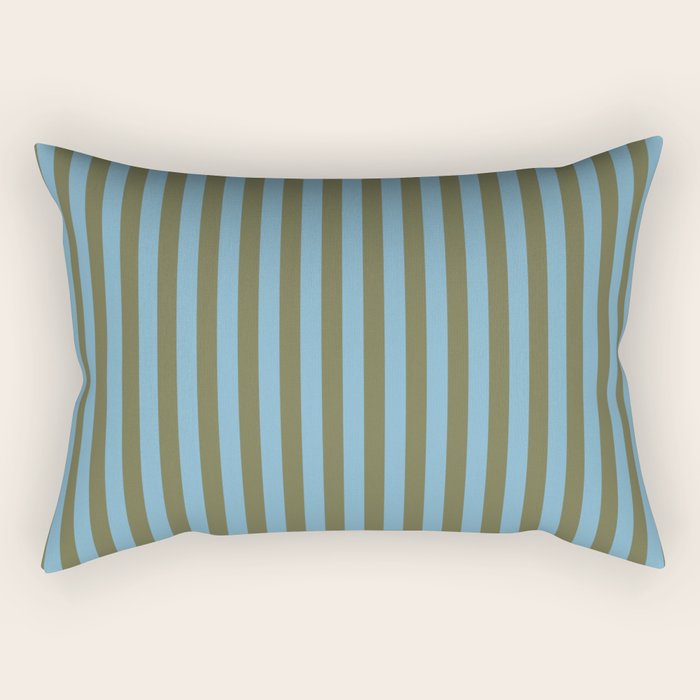 Air Blue Olive Stripes - Cozy Heirloom Rectangular Pillow Gallery Image 1