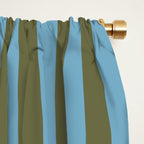 Air Blue Olive Stripes - Cozy Heirloom Window Curtain Gallery Image 2