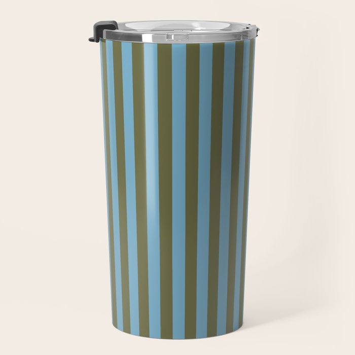 Air Blue Olive Stripes - Cozy Heirloom Travel Mug Gallery Image 3