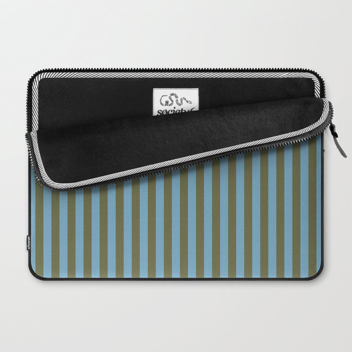 Air Blue Olive Stripes - Cozy Heirloom Laptop Sleeve Gallery Image 2