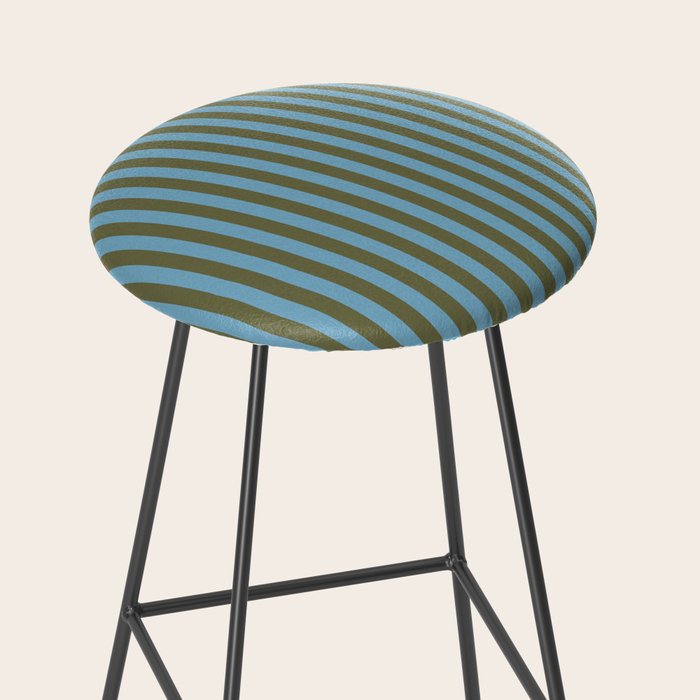 Air Blue Olive Stripes - Cozy Heirloom Stool Gallery Image 2
