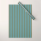 Air Blue Olive Stripes - Cozy Heirloom Wrapping Paper Gallery Image 1