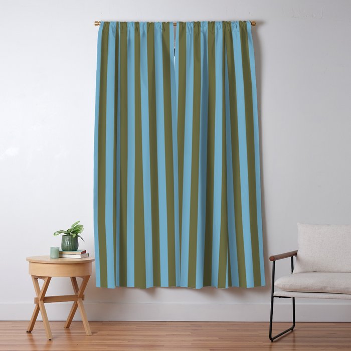 Air Blue Olive Stripes - Cozy Heirloom Window Curtain Gallery Image 5