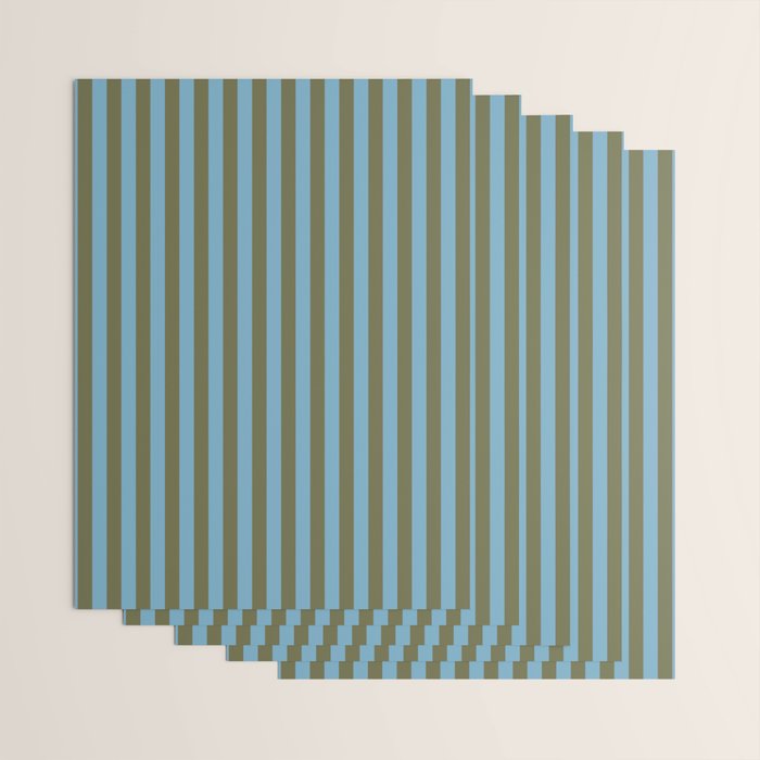 Air Blue Olive Stripes - Cozy Heirloom Wrapping Paper Gallery Image 3