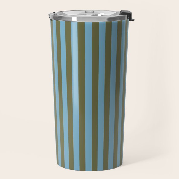 Air Blue Olive Stripes - Cozy Heirloom Travel Mug Gallery Image 2