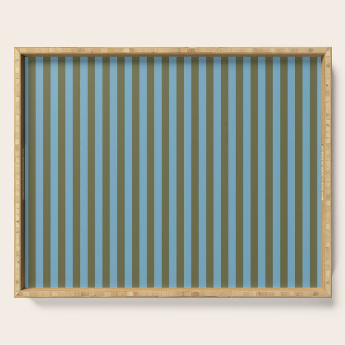 Air Blue Olive Stripes - Cozy Heirloom Serving Tray Gallery Image 1