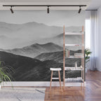 Glimpse - Black and White Mountains Landscape Nature Photography Wall Mural Gallery Image 1