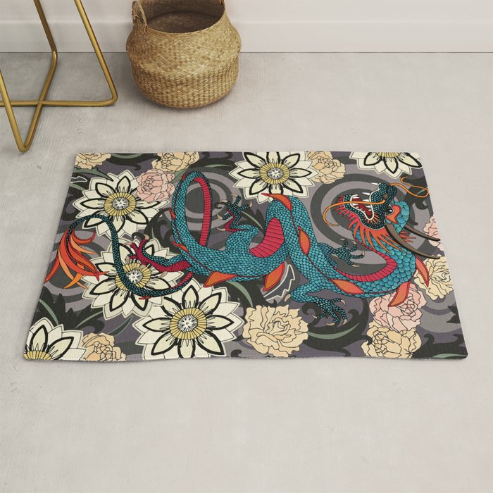 dragon tattoo dark Rug Gallery Image 1