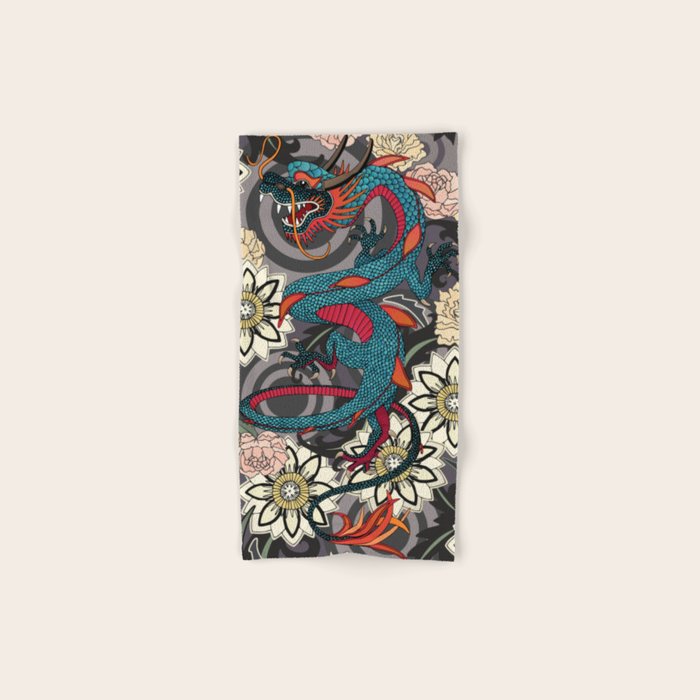 dragon tattoo dark Bath Towel Gallery Image 1