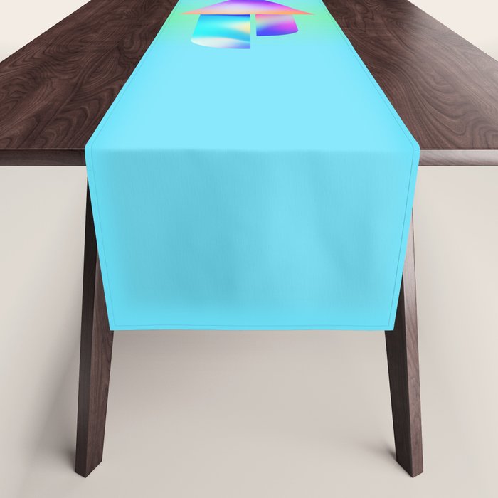 Space Ship Vibrant Blue-Green Colors Minimalist Modern Abstract Illustration  Table Runner Gallery Image 1