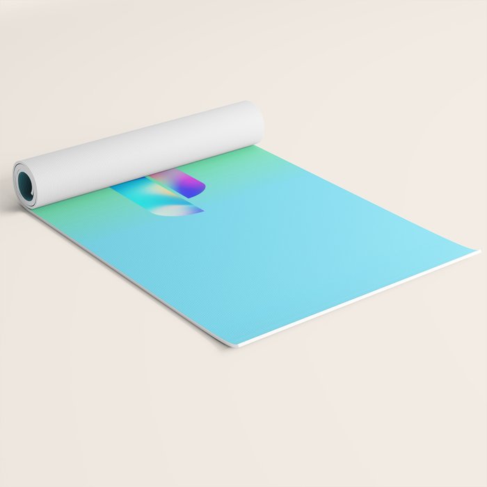 Space Ship Vibrant Blue-Green Colors Minimalist Modern Abstract Illustration  Yoga Mat Gallery Image 2