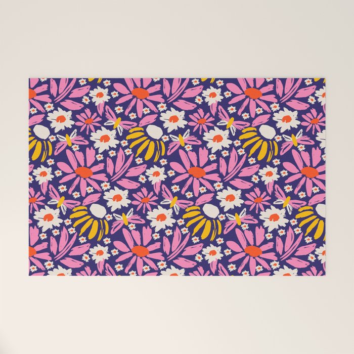 Wild Floral - Red, Blue and Pink Welcome Mat Gallery Image 1
