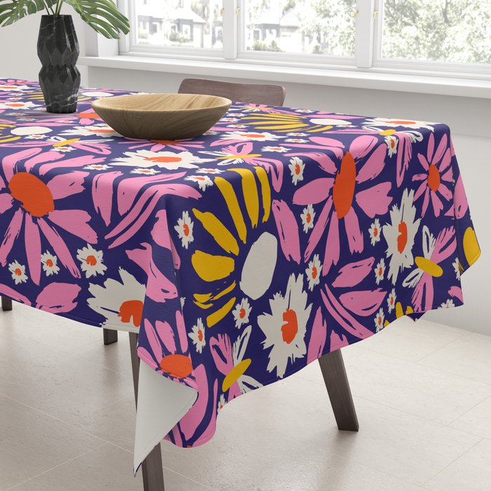 Wild Floral - Red, Blue and Pink Tablecloth Gallery Image 3