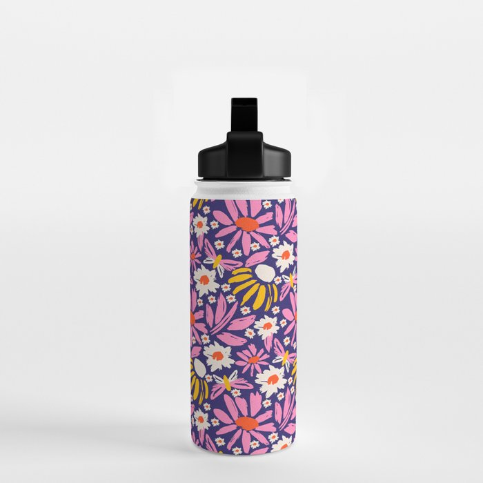 Wild Floral - Red, Blue and Pink Water Bottle Gallery Image 2