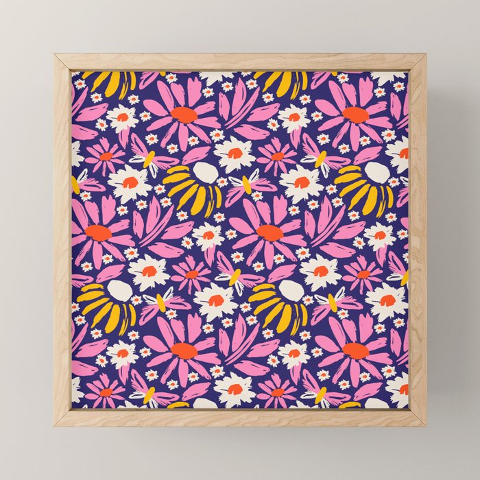 Wild Floral - Red, Blue and Pink Mini Art Print Gallery Image 1