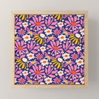 Wild Floral - Red, Blue and Pink Mini Art Print Gallery Image 1