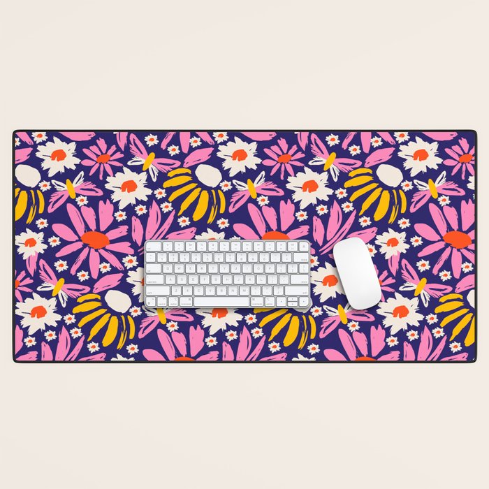 Wild Floral - Red, Blue and Pink Desk Mat Gallery Image 1
