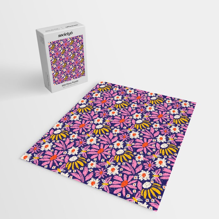 Wild Floral - Red, Blue and Pink Jigsaw Puzzle Gallery Image 2